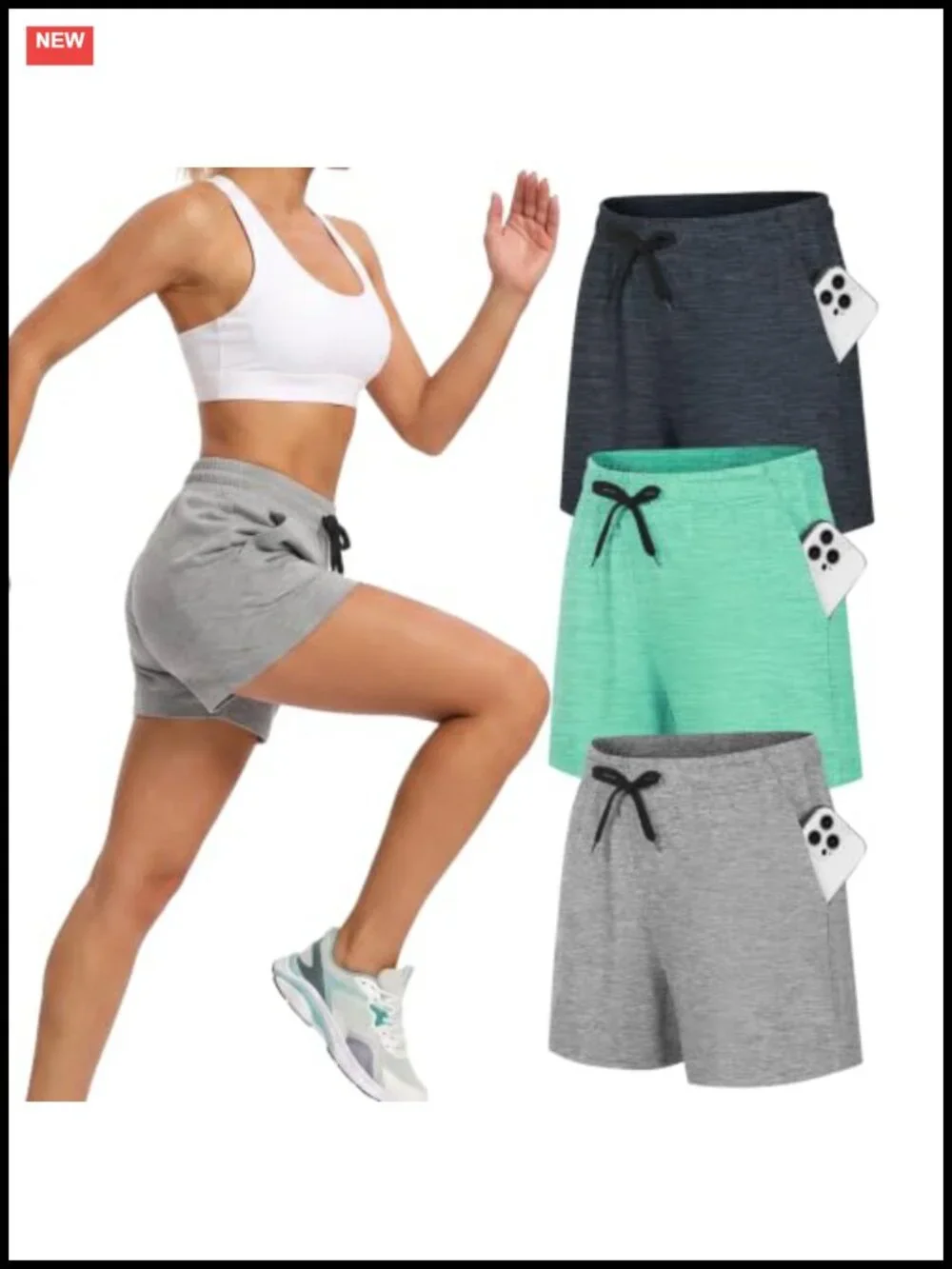 Women's Athletic Shorts 3 Pack Moisture Wicking Quick Dry Running Biker Shorts